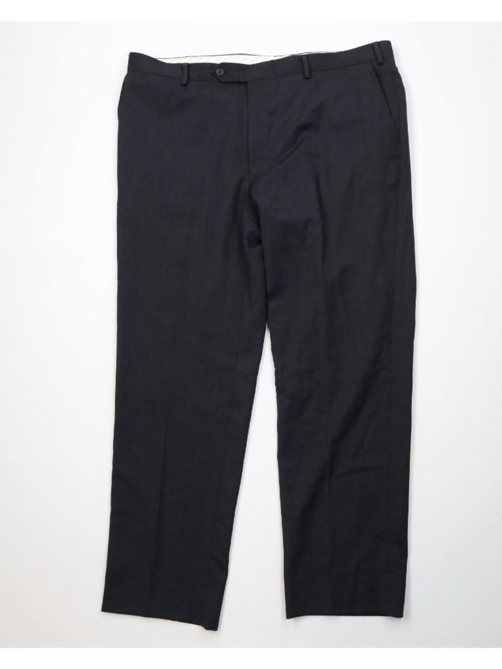 Samuelsohn Mens 42x32 Super 120s Wool Ribbed Wide Leg Chino Pants Charcoal Gray